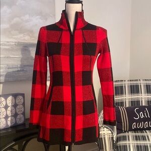 Chic Red and Black Plaid Jacket